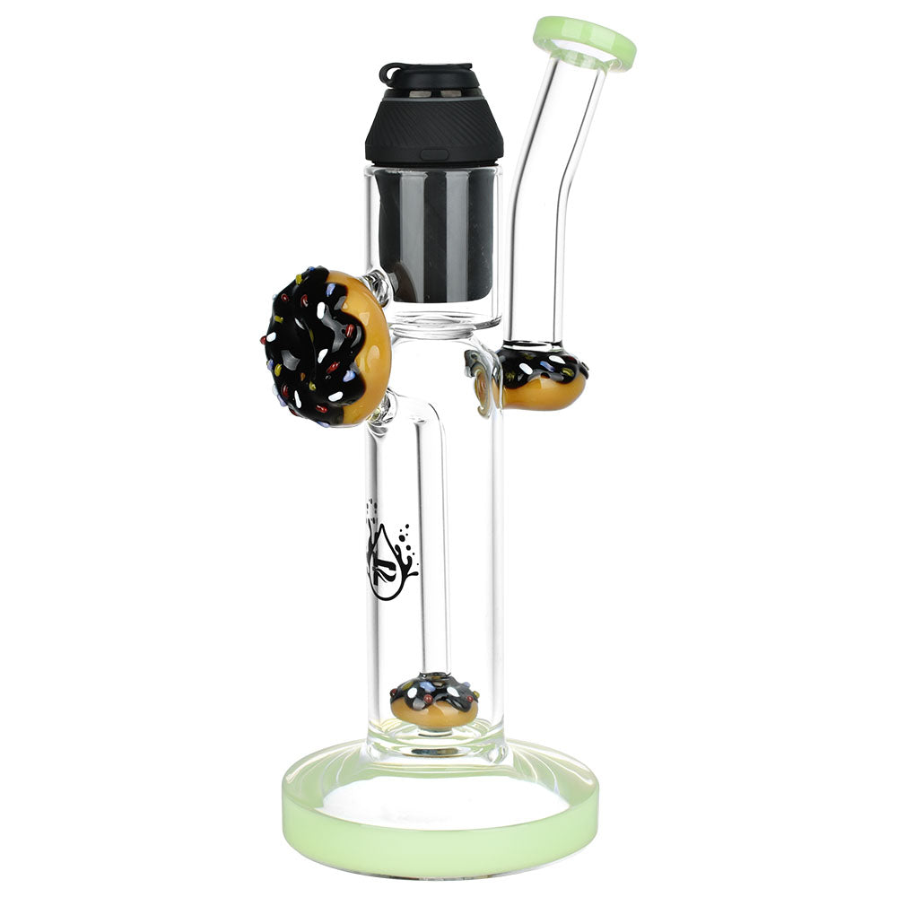 Pulsar Donut Water Pipe for Puffco Proxy, 10" with Colored Glass, Front View on White