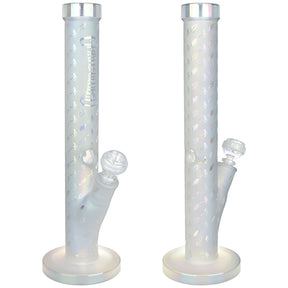 Pulsar Grateful Dead Skellies & Bolts Straight Tube Bong with Ice Catcher, front and angle view