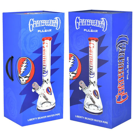 Pulsar Grateful Dead Liberty Beaker Glass Bong with Ice Catcher, 15.75", Dual View with Box