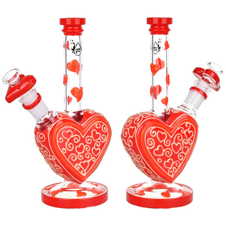 Pulsar Victorian Valentine's Day Glow Water Pipe, 10" Heart-Shaped, Borosilicate Glass