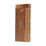 Human Grade Wooden Dugout in Walnut - Front View with Engraved Logo