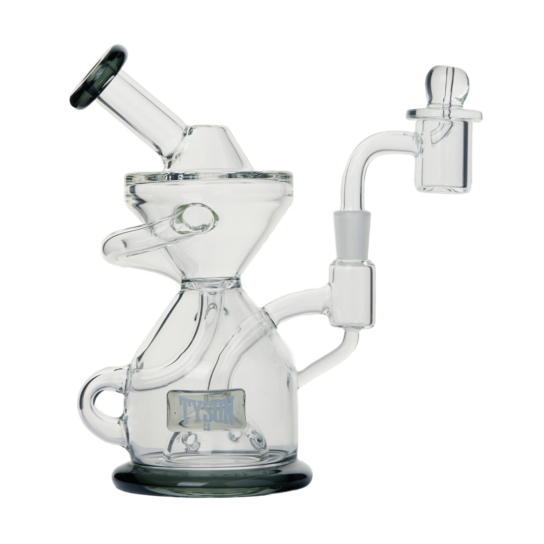 Tyson Knockout Dab Rig featuring Quartz Bucket and Female Joint - Sturdy Borosilicate Glass - Front View