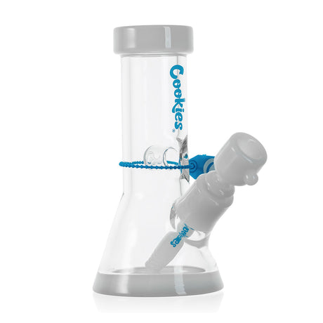 Cookies Mighty Mini Water Pipe in white-blue, 8" tall borosilicate glass bong with 14mm female joint