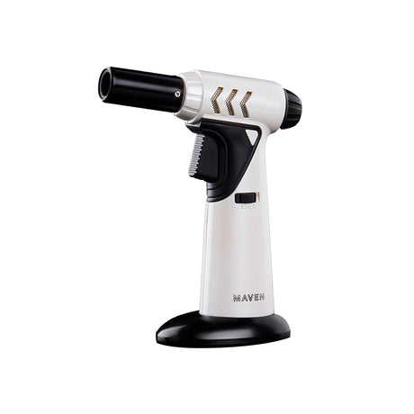 Maven Torch Tornado in White with Windproof Jet Flame and Safety Lock on a White Background