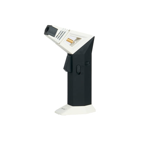 Maven Torch Apex in White, Adjustable Windproof Butane Torch, Side View on White Background