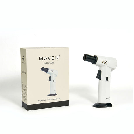 Maven Torch Hurricane Handheld Windproof Jet Flame Torch in White with Packaging