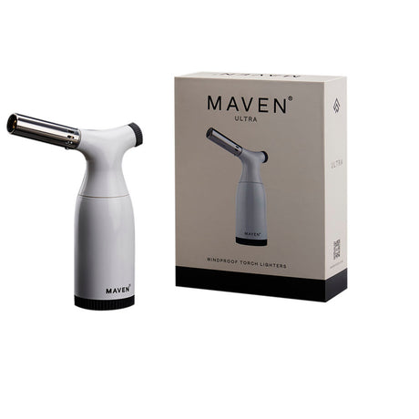 Maven Torch Ultra Jet Flame Lighter next to its packaging, ideal for outdoor use