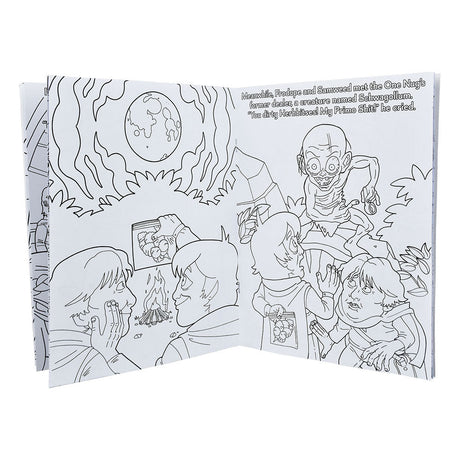 Wood Rocket Lord of the Smoke Rings Coloring Book open to a fantasy-themed page, 8.5" x 11" size
