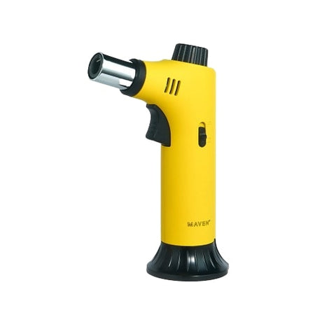 Maven Torch Pillar Yellow 7" Jet Flame Dab Rig Torch with Adjustable Flame, Front View