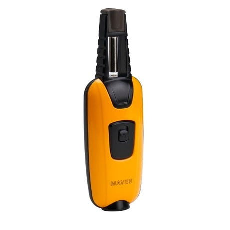 Maven Torch Armour in Yellow - Zinc Alloy Windproof Jet Flame Torch with Safety Lock, Front View