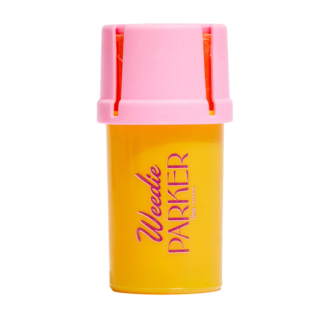 Edie Parker Grinder and Storage Case, a 3-piece plastic grinder with built-in smell-proof storage