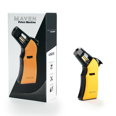 Maven Torch Perfect Machine in Yellow - Single Jet Windproof, Butane Refillable, with Packaging