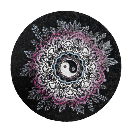 East Coasters 8 inch Yin Yang Mandala Dab Mat, protective accessory for dab rigs, top view