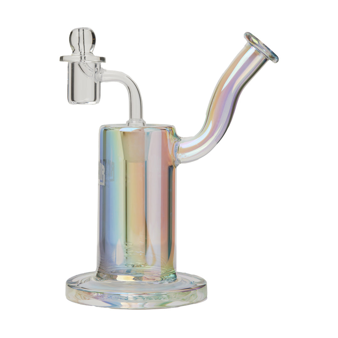 Ric Flair Drip Dab Rig featuring Iridescent Finish and Quartz Bucket - Front View