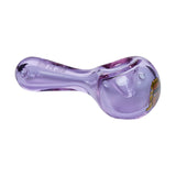 Ric Flair Drip Spoon Pipe in purple borosilicate glass, side view with detailed bowl