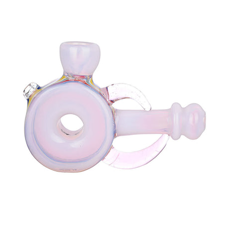 A Call To Whimsy 5" Pink Circular Hand Pipe, Heavy Wall Borosilicate Glass, Front View
