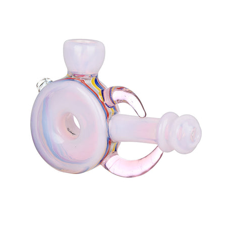 A Call To Whimsy 5" Circular Pink Hand Pipe, Heavy Wall Borosilicate Glass, Portable Design