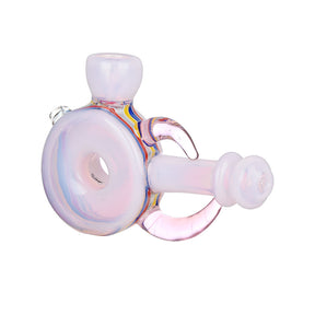 A Call To Whimsy 5" Circular Pink Hand Pipe, Heavy Wall Borosilicate Glass, Portable Design