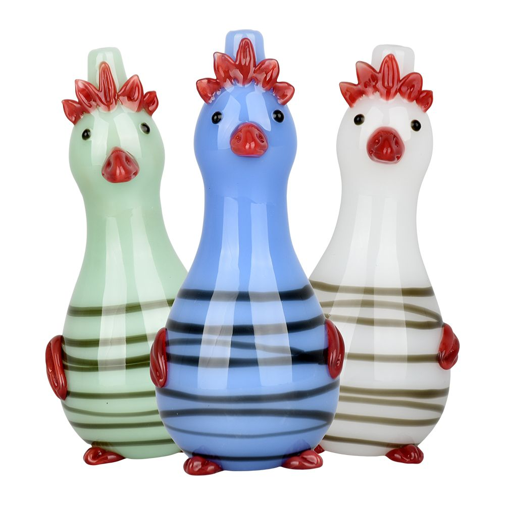 A Fowl Most Friendly Glass Hand Pipe | 4.5" | Colors Vary