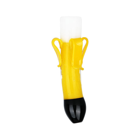 A-peeling Banana Chillum hand pipe, 3.25" borosilicate glass, front view on white background
