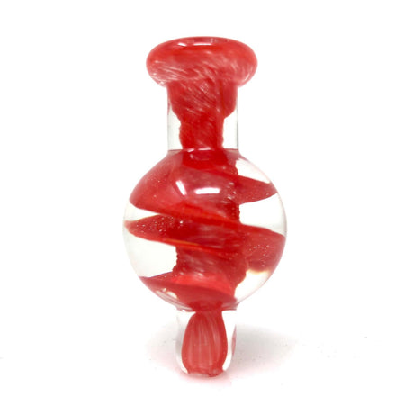 AFM Spiral Airflow Carb Cap in red with a clear stripe, front view on white background