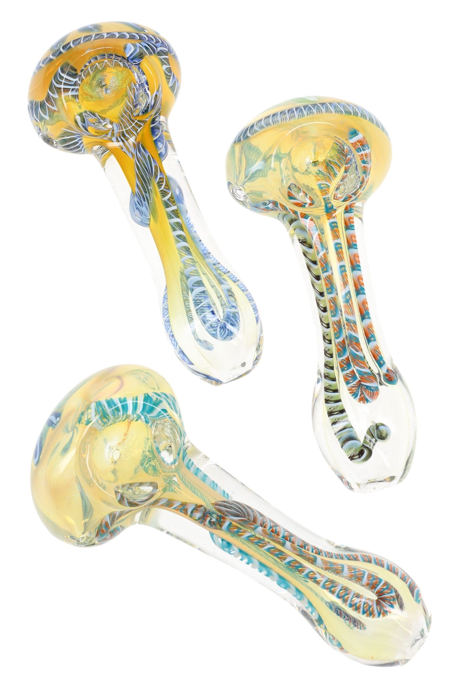 Color-Changing Striped Glass Hand Pipe “Ribbon Flow” – 4″ – Assorted C ...