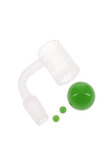 Quartz 14.5 mm Male 90° Banger – Frosted Flat-Top – With Beads