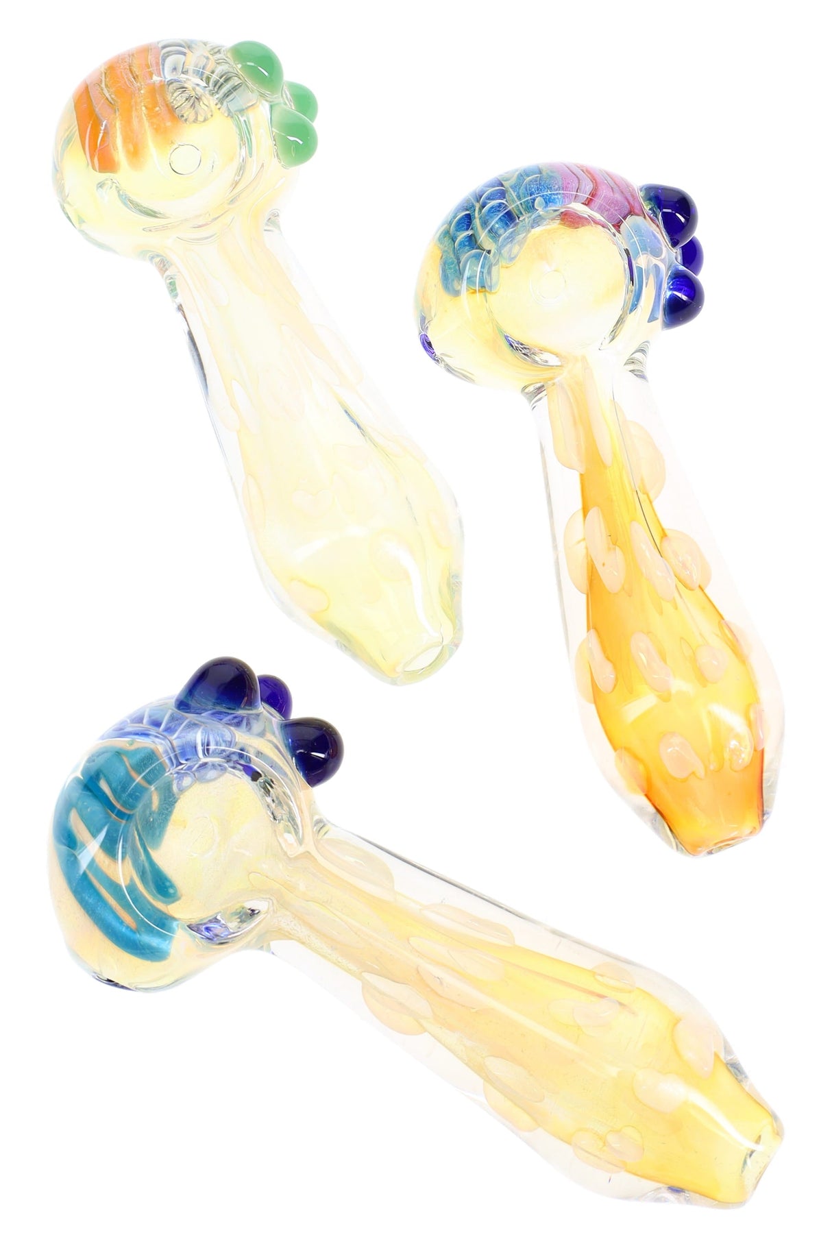 Fumed Bubble Dot Glass Hand Pipe “Candy Dots” – 4″ – Assorted Colors
