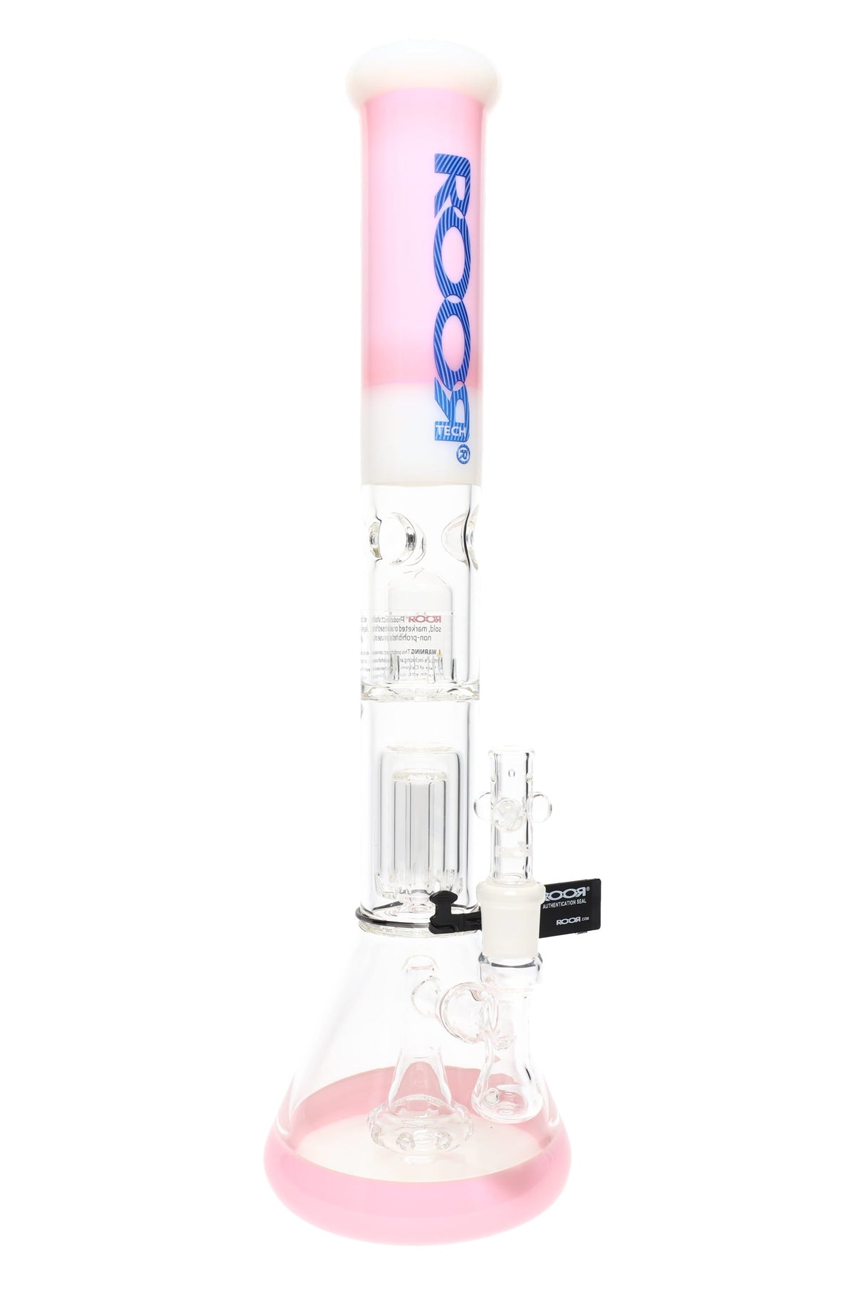 ROOR 18" Tech Stemless Multicolor Beaker Bong – Multi Percs – 5mm Glass