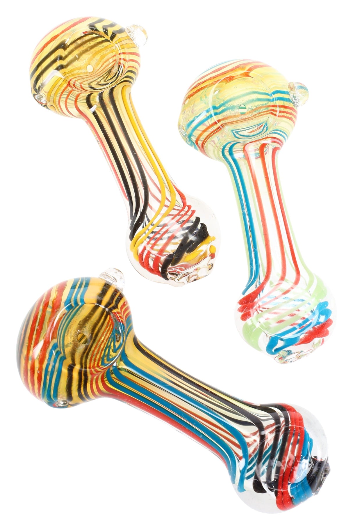 Striped Rasta Swirl Glass Hand Pipe “Rasta Ribbons” – Assorted Colors