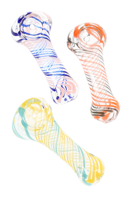 Striped Glass Spoon Pipe “Pocket Swirl” – 2½″ – Assorted Colors