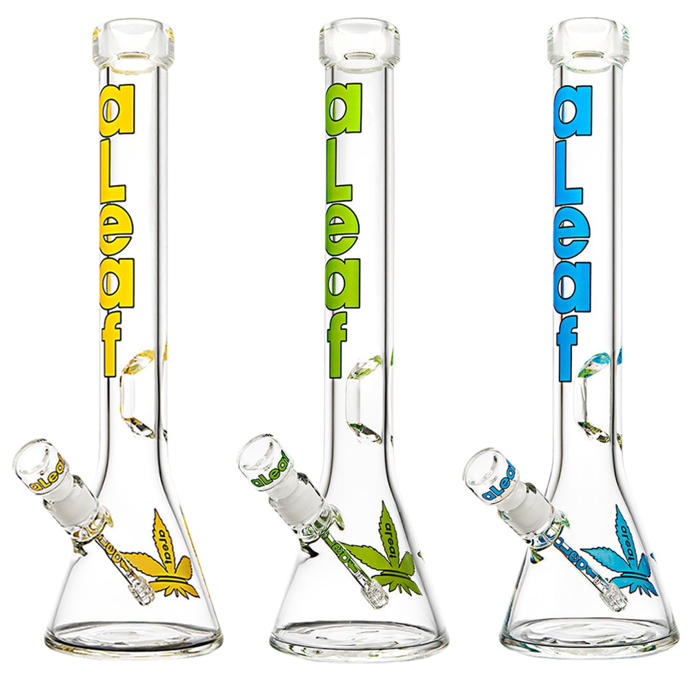 aLeaf Spec Head Glass Beaker Water Pipe | 18" | 14mm F | Colors Vary