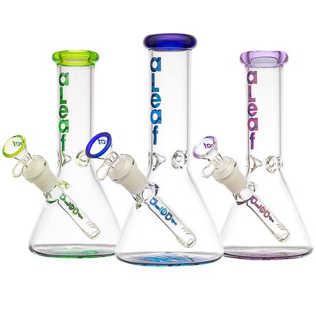 aLeaf The Essential Glass Beaker Water Pipe | 8" | 14mm F | Colors Vary