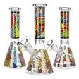 Colorful Abstract Art Beaker Water Pipes, 9.75" tall, 14mm female joint, Borosilicate Glass, front view