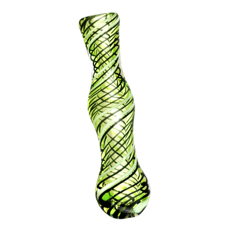 Acid Green Worked Glass Taster, Extra Small Chillum for Dry Herbs, Front View
