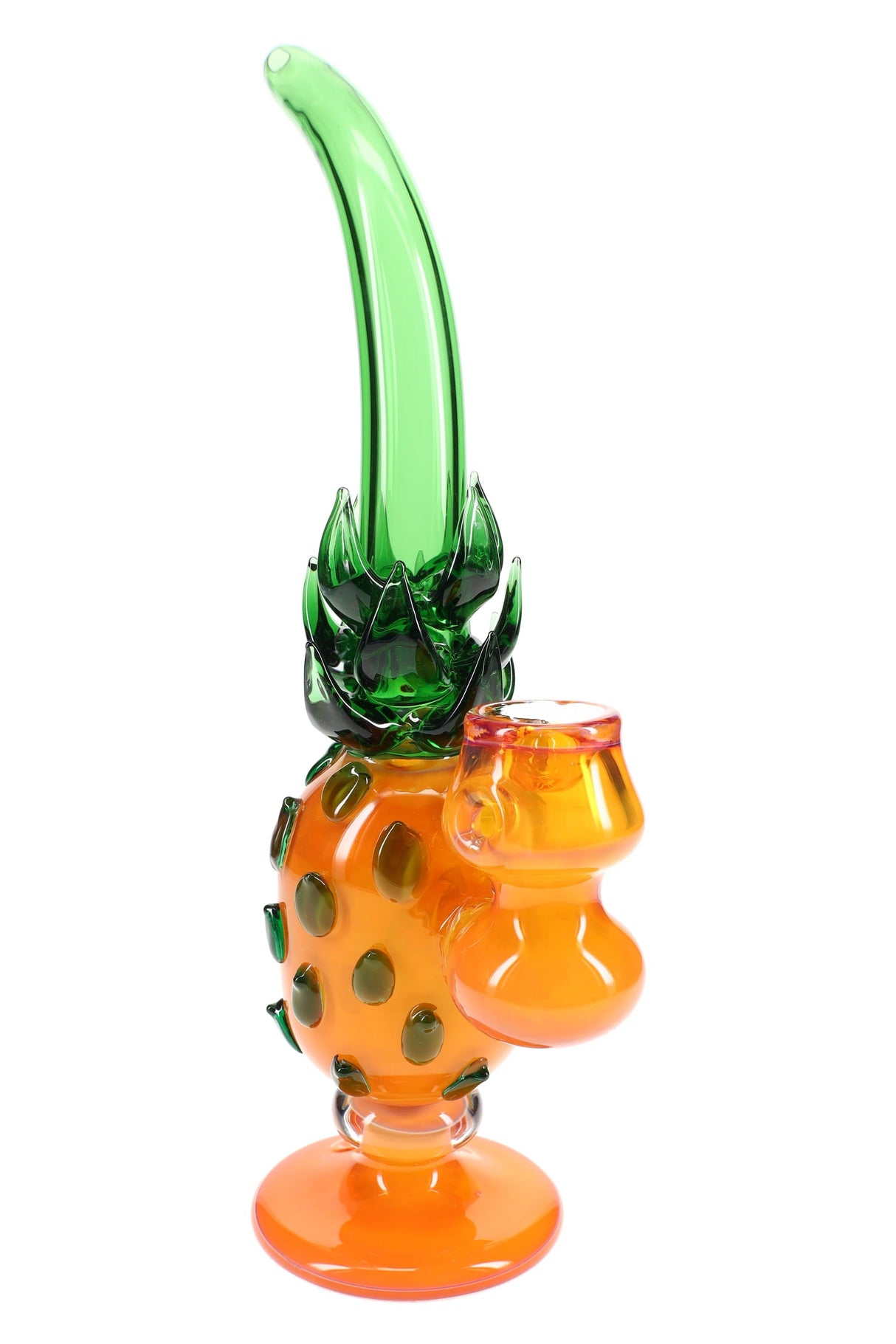 Glass Pineapple Bubbler “Tropical Twist” – Gold Fumed – 9″
