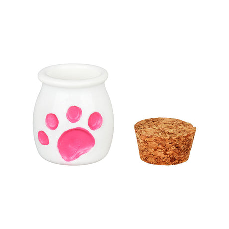 Adorable Cat Paw Glass Hand Pipe & Jar Set, 4" Novelty Design, Front View on Seamless White