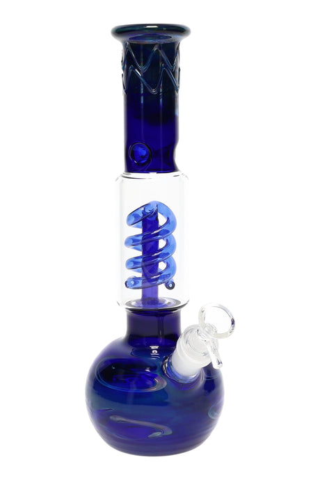 Silver-Fumed Glass Bubble Bong “Spiral Chill” – Coil Perc – 11½″