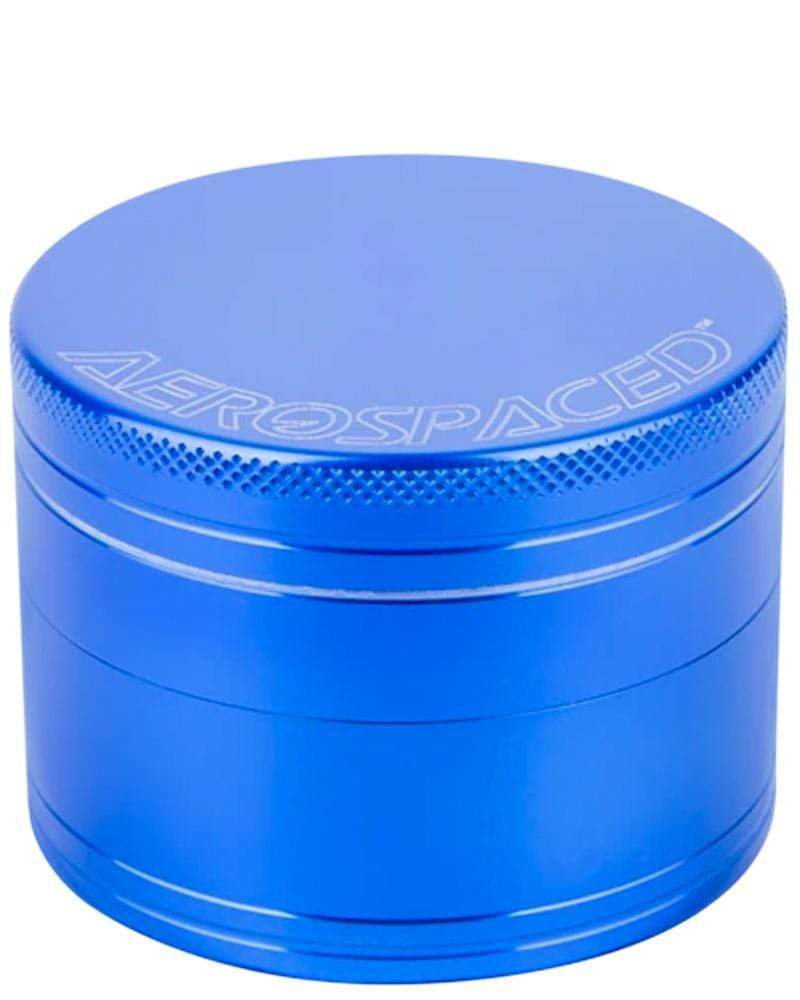 Aerospaced 4-Piece Aluminum Grinder in Blue, Medium Size, Front View, for Dry Herbs