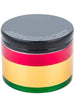 Aerospaced Rasta 4-Piece Aluminum Grinder for Dry Herbs, Front View on White Background