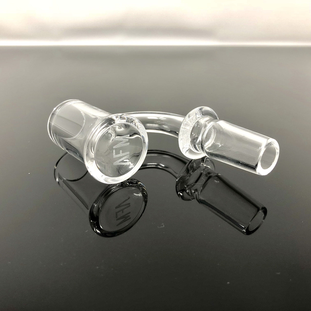 AFM Quartz Flat Top Bell Bottom Banger, 3mm Thick, 20mm Wide, for Dab Rigs, Angled View