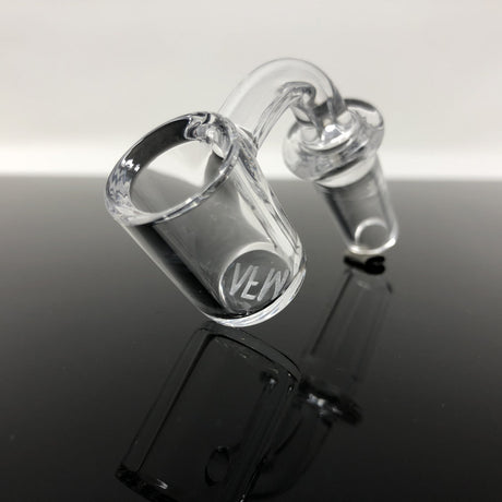 AFM Quartz Banger with Beveled Edge, 3mm Thick, 20mm Flat Top - Angled View on Reflective Surface