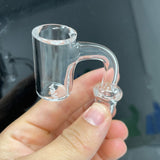 AFM Full Weld Quartz Banger held in hand, 3mm thick and 20mm wide for dab rigs