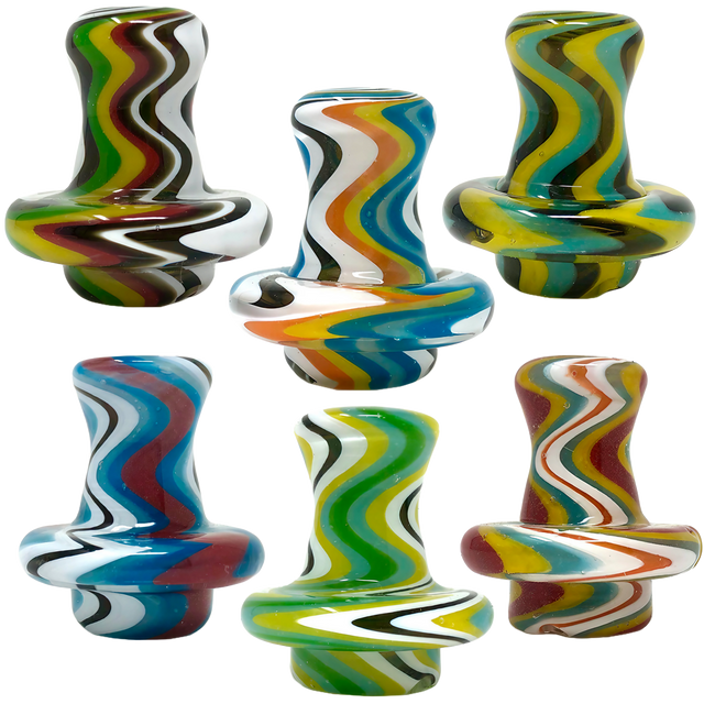 AFM Glass - Colorful Reversal Pearls Spinner Cap with 2 Glass Pearls, Various Angles