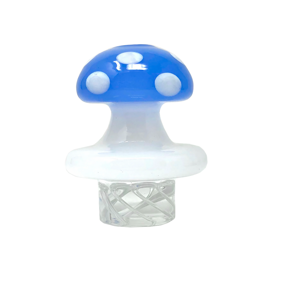 AFM Glass - Blue Turbo Spinner Mushroom Cap with 2 Glass Pearls, Front View | DankGeek