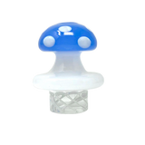AFM Glass - Blue Turbo Spinner Mushroom Cap with 2 Glass Pearls, Front View | DankGeek