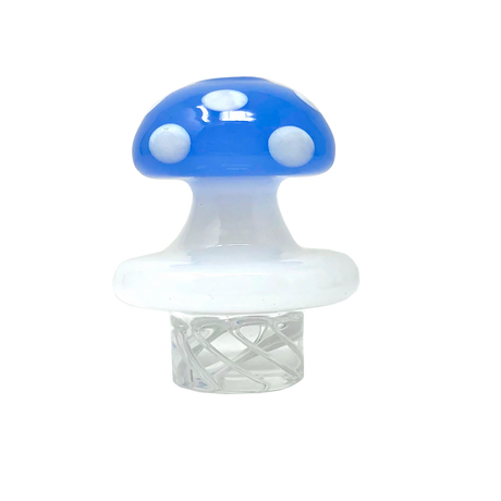 AFM Glass - Blue Turbo Spinner Mushroom Cap with 2 Glass Pearls, Front View | DankGeek