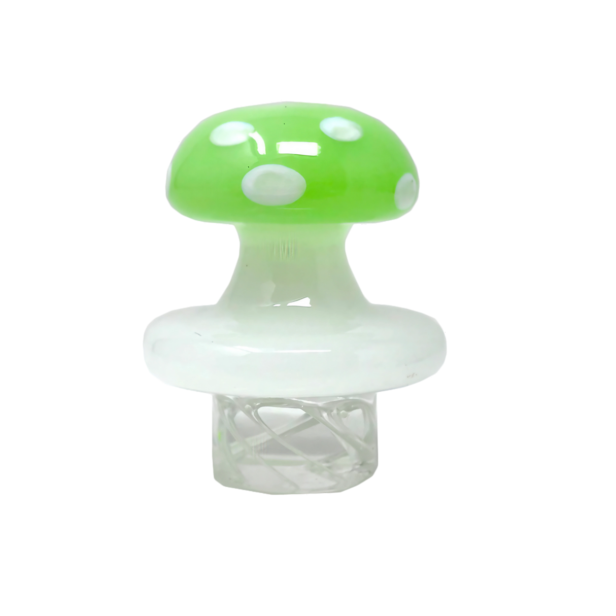 AFM Glass - Green Turbo Spinner Mushroom Cap with 2 Pearls for Dab Rigs - Front View