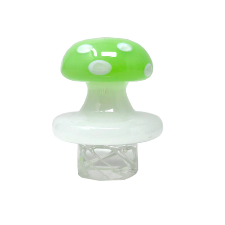 AFM Glass - Green Turbo Spinner Mushroom Cap with 2 Pearls for Dab Rigs - Front View