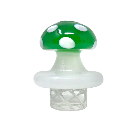 AFM Glass - Turbo Spinner Mushroom Cap with 2 Pearls, Front View - Fun Novelty Dab Rig Accessory